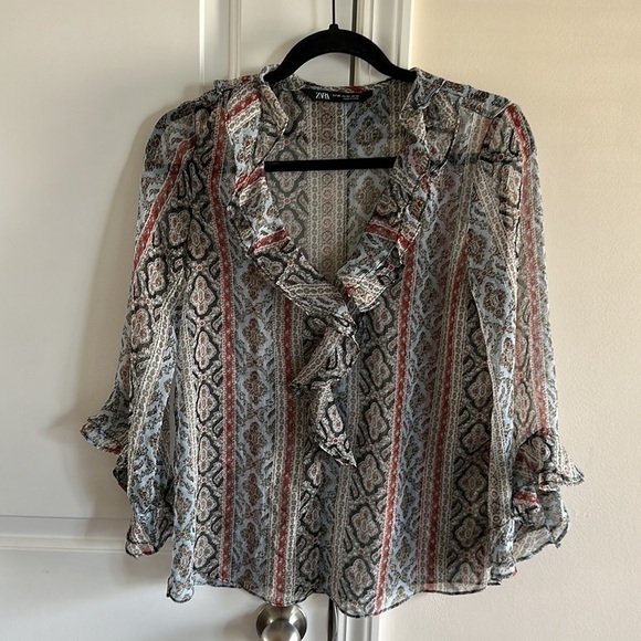 Zara Women 3/4 Sleeve Blouse - Picture 7 of 11